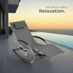Tectake Set Of 2 Sun Lounger Taya With A Modern Design, Rocking Function And Breathable Surface - Grey - thumbnail 8