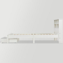 Bed With Shelves White Wooden Storage Bed Underbed Drawer 3Ft Single 90 X 190 Cm Frame Only - thumbnail 6