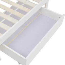 Bed With Shelves White Wooden Storage Bed Underbed Drawer 3Ft Single 90 X 190 Cm Frame Only - thumbnail 4