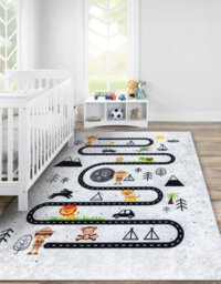 RugsX Junior 51490.802 Washing Carpet Animals, Streets For Children Anti-Slip - Grey  140X190 Cm - thumbnail 1