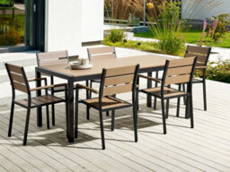 Beliani Garden Dining Table Vernio 180 Cm 90 Cm Metal Brown/ Black - thumbnail 2
