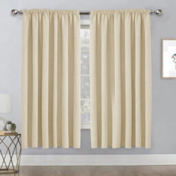 Bedlooms Cream Thermal Insulated Blackout Pencil Pleat Standard Window Curtain (Pair) 66 X 54 Inches With Tie Backs Two - thumbnail 1