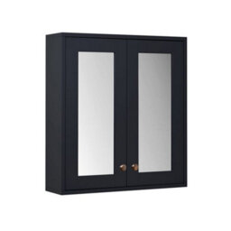 Homestylestore 600 X 650mm Black Grey Wall Mounted Mirrored Door Bathroom Cabinet And Aged Bronze Round Handles - thumbnail 1