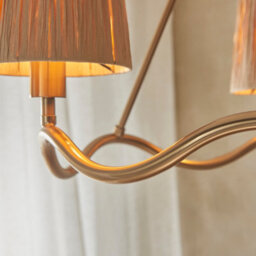 Loops Stylish Aged Brass Pendant Light With Raffia Shades For Home Decor - thumbnail 5