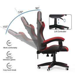 Onemill Gaming Chair Racing Style Ergonomic High Back Computer Chair With Height Adjustment, Headrest And Lumbar Support(Black&red) - thumbnail 3