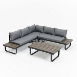 Home Detail Roman Dark Grey Aluminium L-Shape Garden Sofa Set With Grey Cushions - thumbnail 3