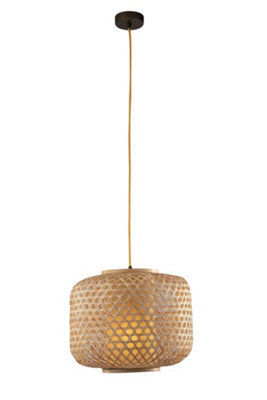 Luminosa Lighting Luminosa Zen Cylindrical Pendant Ceiling Light Wood 40X31Cm - image 1