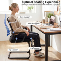 Costway Office Chair With Lumbar Support Stationery Mesh Mid Back Computer Desk Chair With Sturdy Sled Base - thumbnail 8