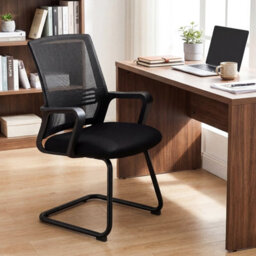 Costway Office Chair With Lumbar Support Stationery Mesh Mid Back Computer Desk Chair With Sturdy Sled Base - thumbnail 3