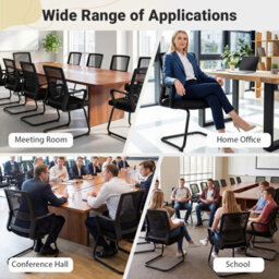 Costway Office Chair With Lumbar Support Stationery Mesh Mid Back Computer Desk Chair With Sturdy Sled Base - thumbnail 5