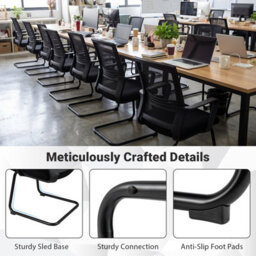 Costway Office Chair With Lumbar Support Stationery Mesh Mid Back Computer Desk Chair With Sturdy Sled Base - thumbnail 4