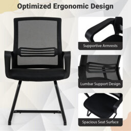 Costway Office Chair With Lumbar Support Stationery Mesh Mid Back Computer Desk Chair With Sturdy Sled Base - thumbnail 7