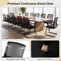 Costway Office Chair With Lumbar Support Stationery Mesh Mid Back Computer Desk Chair With Sturdy Sled Base - thumbnail 6