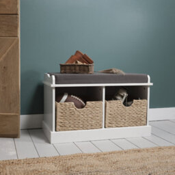 Nöa & Nani Noa & Nani Storage Bench With 2 Brown Baskets In Classic White Stockholm