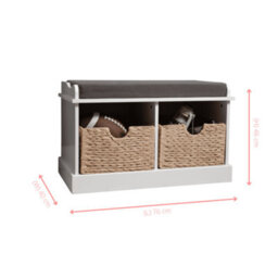 Nöa & Nani Noa & Nani Storage Bench With 2 Brown Baskets In Classic White Stockholm - thumbnail 4