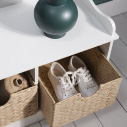Nöa & Nani Noa & Nani Storage Bench With 2 Brown Baskets In Classic White Stockholm - thumbnail 6