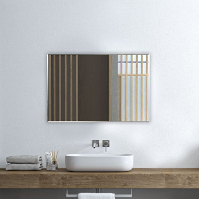 Sline 500mmx700mm Wall-Mounted Hd Glass Mirror Frameless Square Design Suitable For A Variety F Settings - image 1
