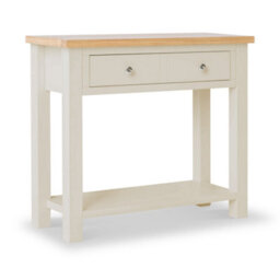 Farro Cream Console Table With Drawer - Painted With Oak Top - By Roseland Furniture