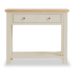 Farro Cream Console Table With Drawer - Painted With Oak Top - By Roseland Furniture - thumbnail 3