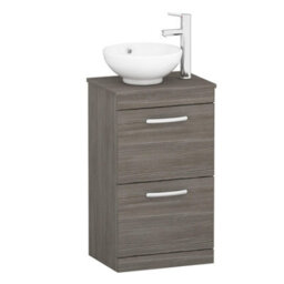Royal Bathrooms 500mm Floor Standing Vanity Unit 2 Drawer Grey Elm & Countertop Basin - Breeze - thumbnail 4