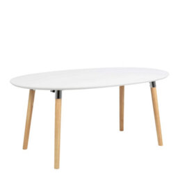 Wyld Haus Honeybrook White And Natural Oak Wood Oval Dining Table