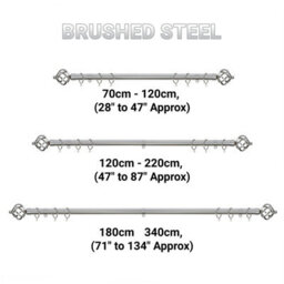 A.unique Home Twisted Metal Extendable Curtain Pole With Rings And Fittings (25/28mm) - Brushed Steel , 180Cm - 340Cm Approx - thumbnail 6