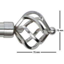 A.unique Home Twisted Metal Extendable Curtain Pole With Rings And Fittings (25/28mm) - Brushed Steel , 180Cm - 340Cm Approx - thumbnail 5