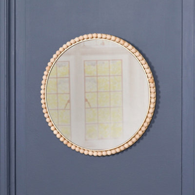 Bobbin Round Wooden 50Cm Wall Mirror - image 1