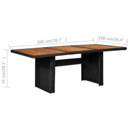 Berkfield Garden Dining Table Black 200X100X74 Cm Poly Rattan - thumbnail 6