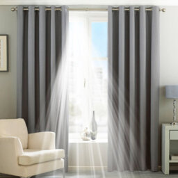 Riva Home Thermal Blackout Eyelet Curtain Pair Silver (W)117Cm X (D)137Cm - thumbnail 1
