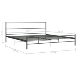 284684 Vidaxl Bed Frame Without Mattress Grey Metal 180X200 Cm Super King - thumbnail 7