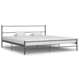 284684 Vidaxl Bed Frame Without Mattress Grey Metal 180X200 Cm Super King - thumbnail 1