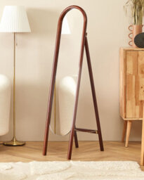 Beliani Standing Mirror Chelles 150 Cm Paulownia Wood Dark Brown - thumbnail 2