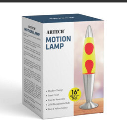 Trendi 16 Inch Motion Lava Lamp Aluminium Base Relaxation Mood Light Red Wax Yellow Liquid - thumbnail 1