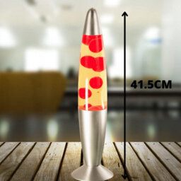 Trendi 16 Inch Motion Lava Lamp Aluminium Base Relaxation Mood Light Red Wax Yellow Liquid - thumbnail 3