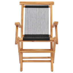 Berkfield Folding Garden Chairs 2 Pcs Solid Teak Wood And Rope - thumbnail 3