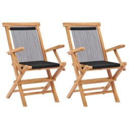 Berkfield Folding Garden Chairs 2 Pcs Solid Teak Wood And Rope