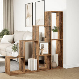 Vidaxl Room Divider Bookcase 4-Tier Old Wood 143.5X29X143.5 Cm Engineered Wood - thumbnail 4
