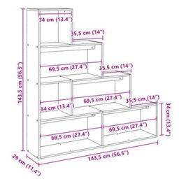 Vidaxl Room Divider Bookcase 4-Tier Old Wood 143.5X29X143.5 Cm Engineered Wood - thumbnail 3