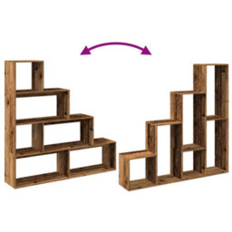 Vidaxl Room Divider Bookcase 4-Tier Old Wood 143.5X29X143.5 Cm Engineered Wood - thumbnail 8