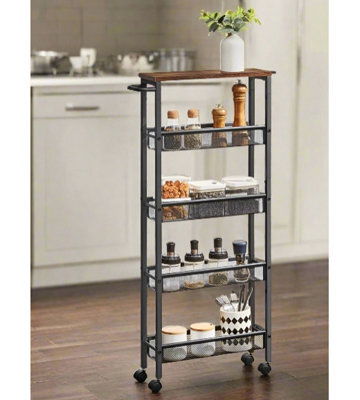 Modcraft 5-Tier Slim Rolling Trolley - Space-Saving Kitchen & Bathroom Storage Cart With Castors - image 1