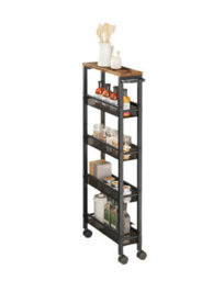 Modcraft 5-Tier Slim Rolling Trolley - Space-Saving Kitchen & Bathroom Storage Cart With Castors - thumbnail 4