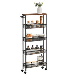 Modcraft 5-Tier Slim Rolling Trolley - Space-Saving Kitchen & Bathroom Storage Cart With Castors - thumbnail 6