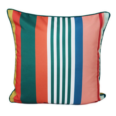 Peggy Wilkins Water Resistant Outdoor Garden Cushion Linear Green & Pink - image 1