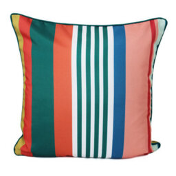 Peggy Wilkins Water Resistant Outdoor Garden Cushion Linear Green & Pink - thumbnail 1