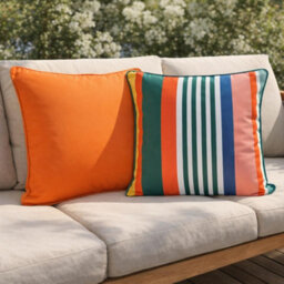 Peggy Wilkins Water Resistant Outdoor Garden Cushion Linear Green & Pink - thumbnail 2