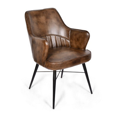 Real Genuine Leather Kitchen Dining Chair Tan Brown 84Cm High X 55Cm Wide X 62Cm Seat Height 47Cm Deep Only Legs To Attach - image 1
