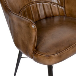 Real Genuine Leather Kitchen Dining Chair Tan Brown 84Cm High X 55Cm Wide X 62Cm Seat Height 47Cm Deep Only Legs To Attach - thumbnail 4