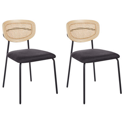 Beliani Set Of 2 Dining Chairs Mayetta Rattan Black - image 1