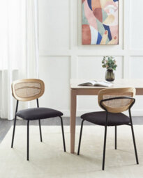 Beliani Set Of 2 Dining Chairs Mayetta Rattan Black - thumbnail 2